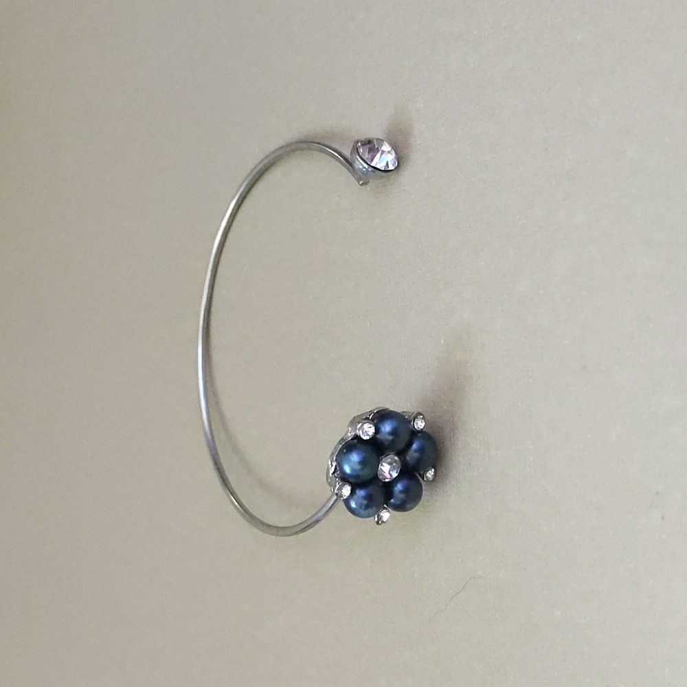 Black Pearl and diamond bangle